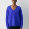 Plüschkaschmir-Pullover mit übergroßem V-Ausschnitt