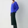 Plüschkaschmir-Pullover mit übergroßem V-Ausschnitt