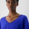 Plüschkaschmir-Pullover mit übergroßem V-Ausschnitt