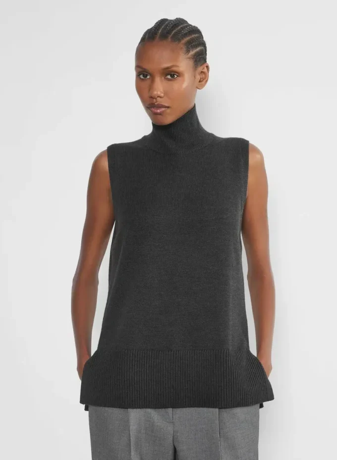 Successor Merinowolle Ärmelloser Rollkragenpullover