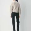 Traditioneller Merinowolle-Pullover mit 1/4-Reißverschluss und hoher Hüfte