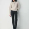 Traditioneller Merinowolle-Pullover mit 1/4-Reißverschluss und hoher Hüfte