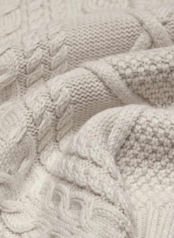 Traditioneller Merinowolle-Pullover mit 1/4-Reißverschluss und hoher Hüfte